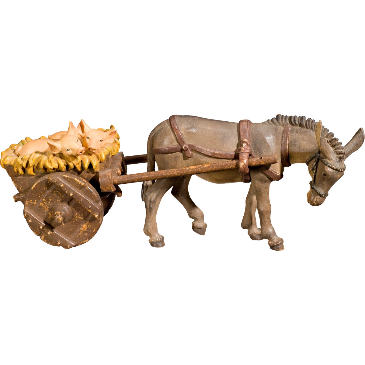 Burro con carro y cerdos